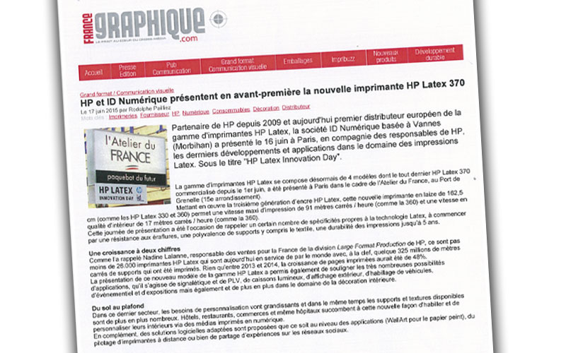 HP et Id Numérique, imprimante HP Latex 370